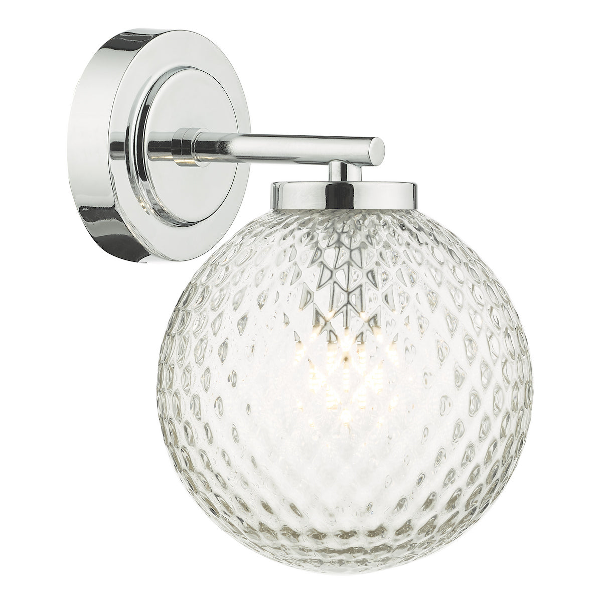 WAYNE 1LT WALL LIGHT POL CHR TEXTURED GLASS IP44