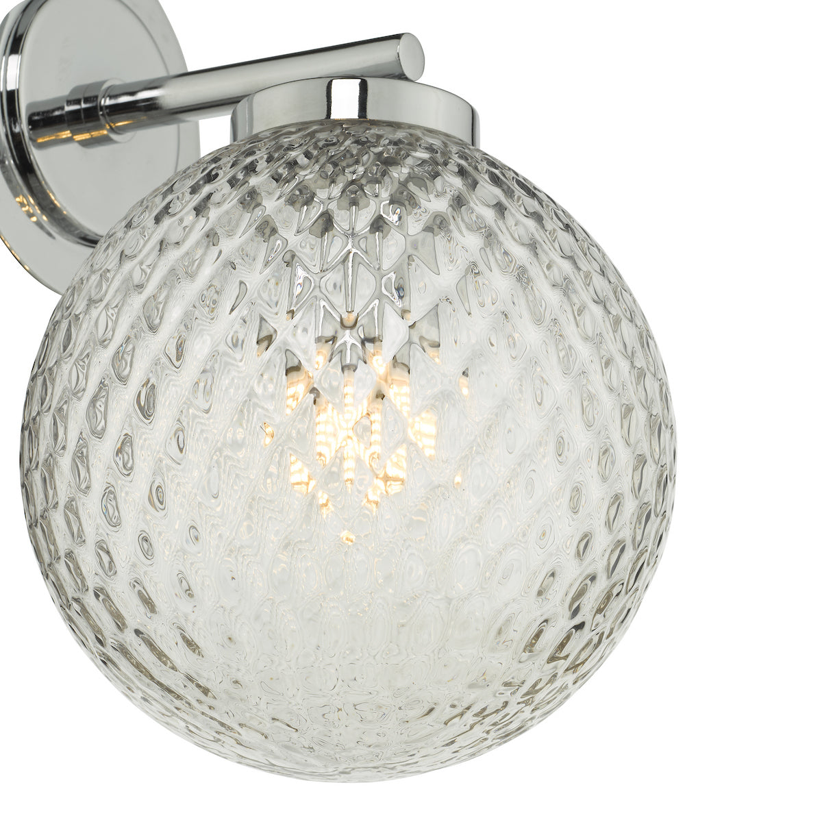 WAYNE 1LT WALL LIGHT POL CHR TEXTURED GLASS IP44