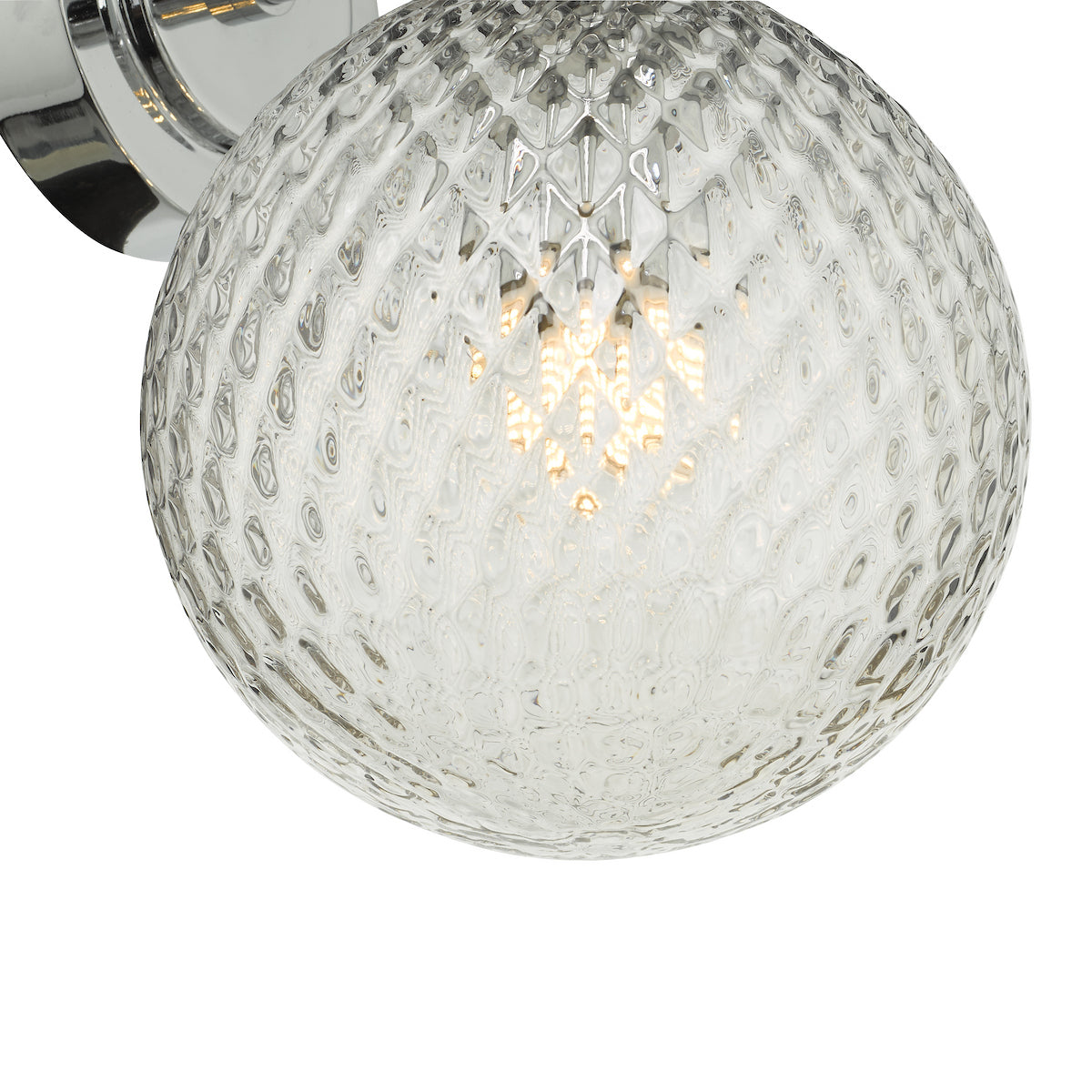 WAYNE 1LT WALL LIGHT POL CHR TEXTURED GLASS IP44