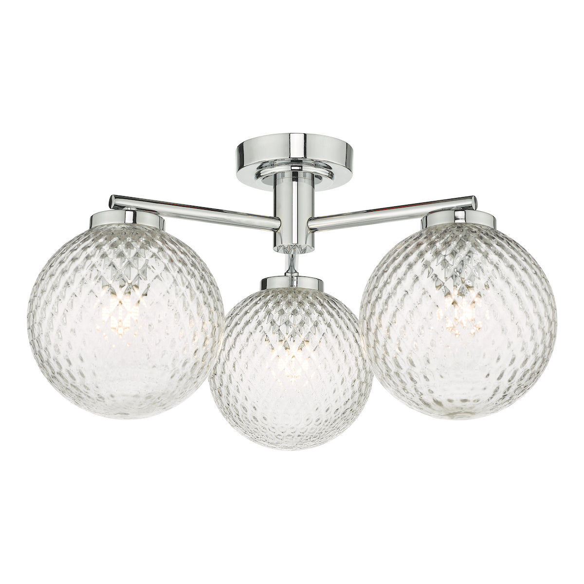 WAYNE 3LT SEMI FLUSH POL CHR TEXTURED GLASS IP44