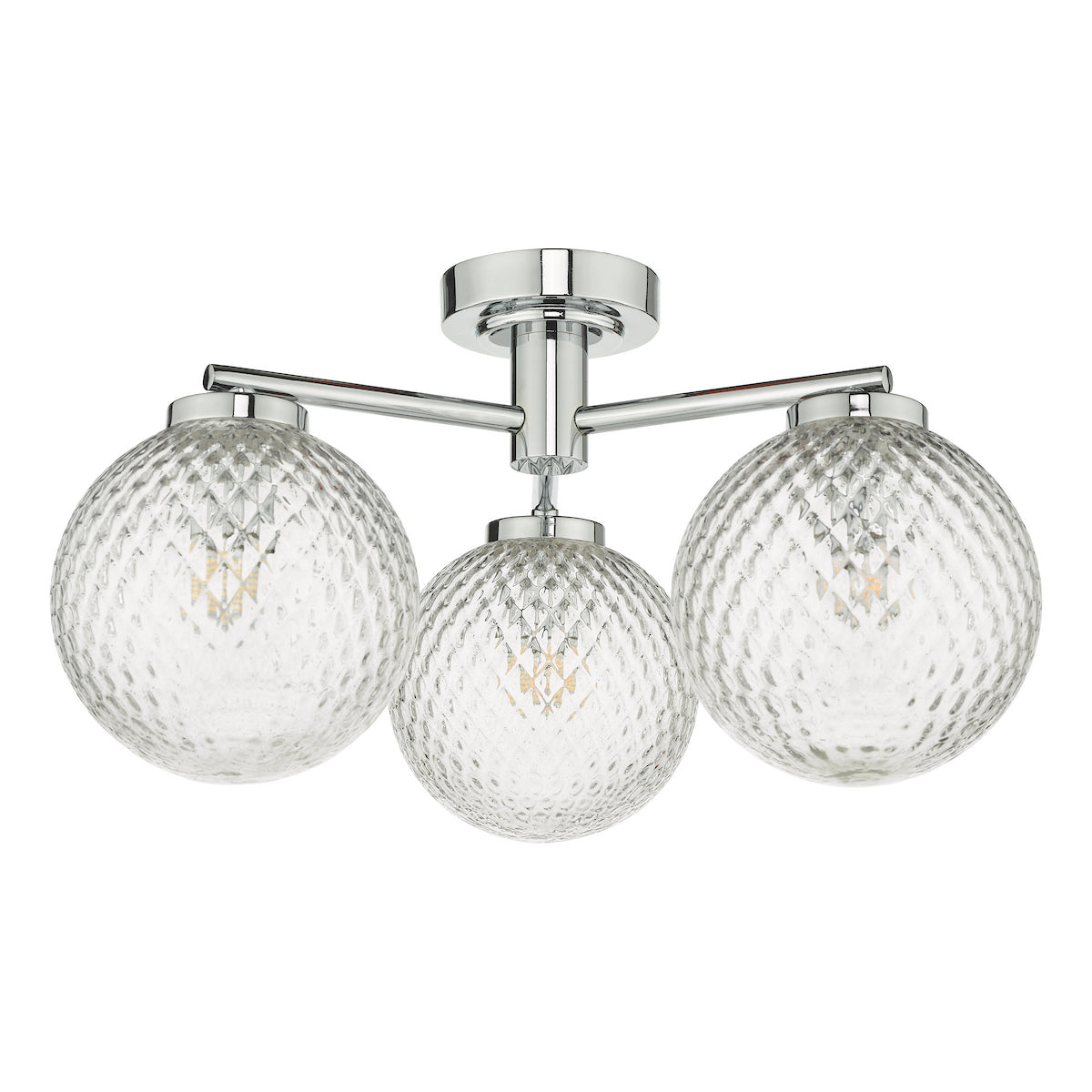 WAYNE 3LT SEMI FLUSH POL CHR TEXTURED GLASS IP44