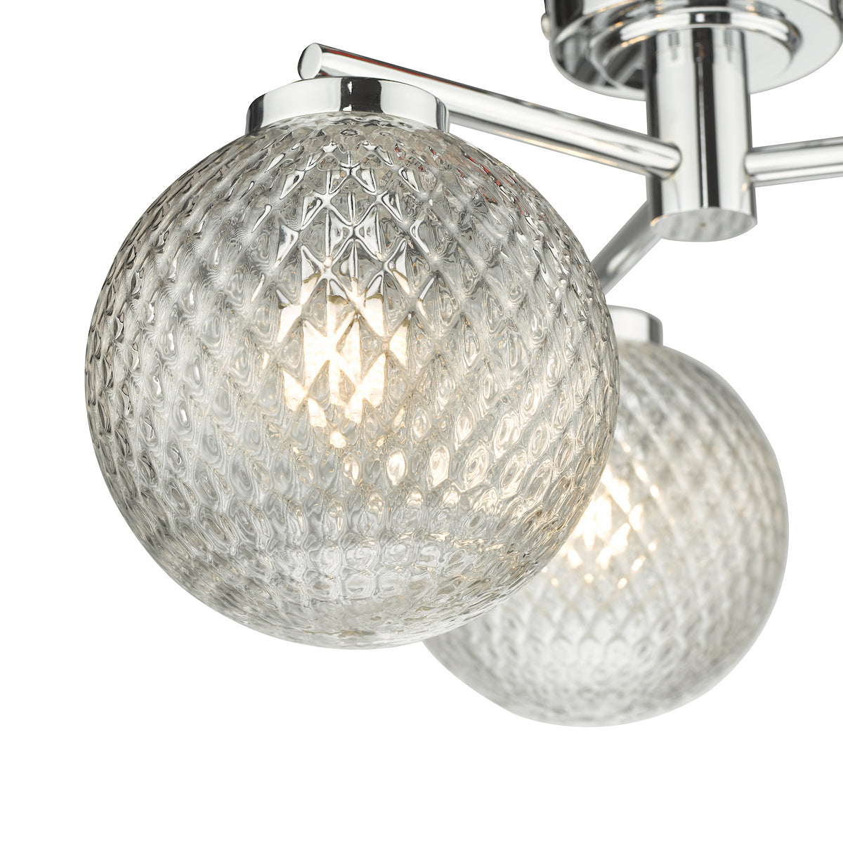 WAYNE 3LT SEMI FLUSH POL CHR TEXTURED GLASS IP44
