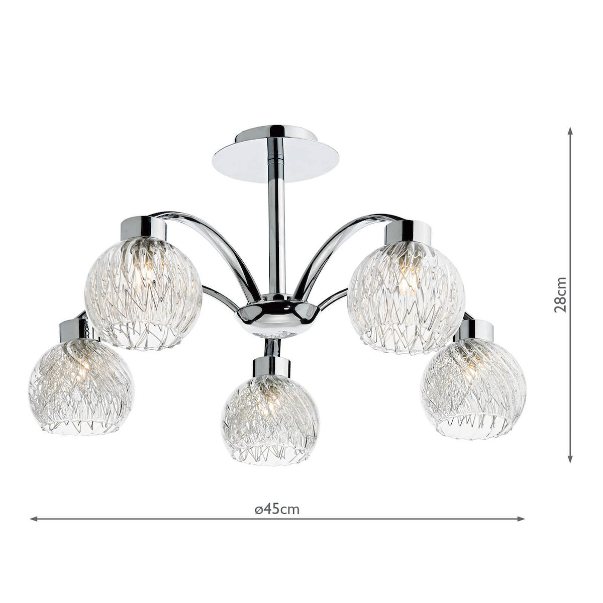 YASMIN 5LT SEMI FLUSH POL CHR