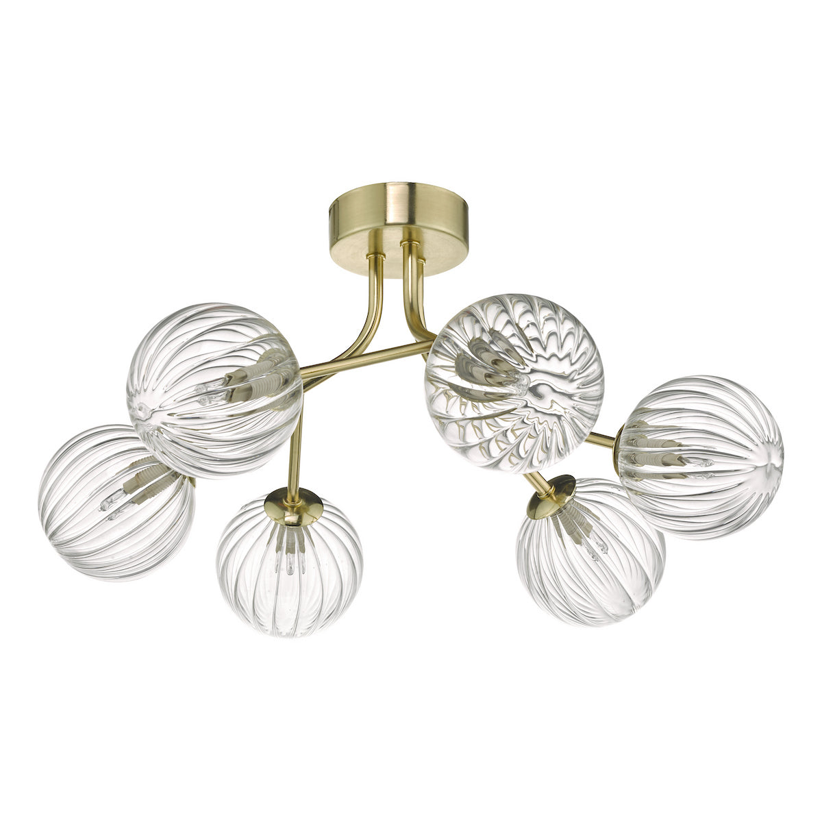 YISKA 6LT SEMI FLUSH GOLD RIBBED GLASS
