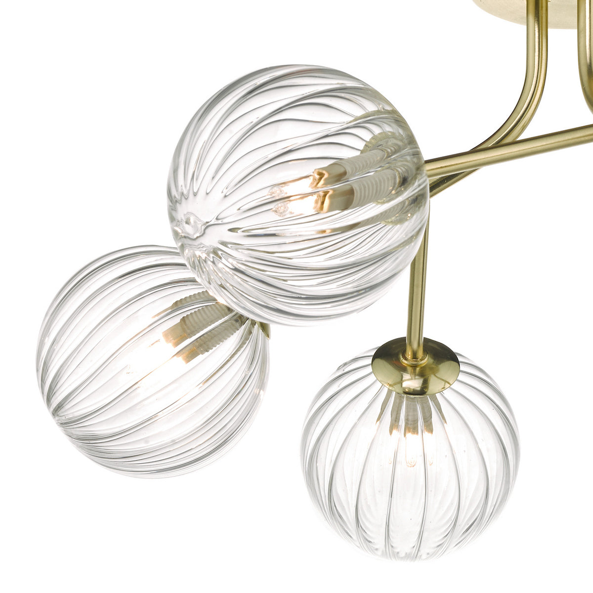 YISKA 6LT SEMI FLUSH GOLD RIBBED GLASS