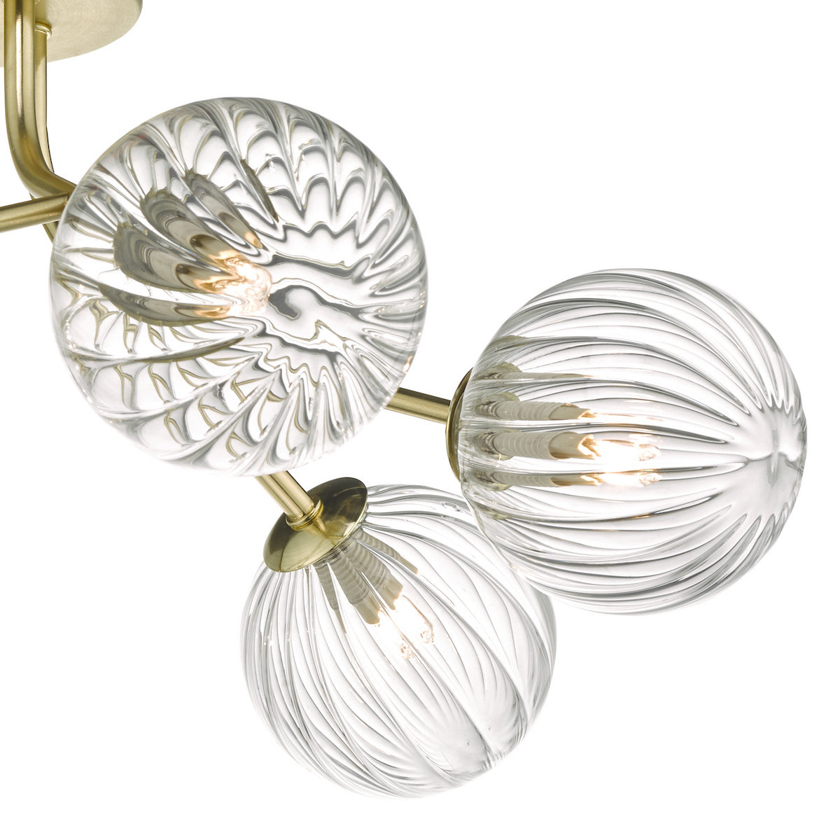 YISKA 6LT SEMI FLUSH GOLD RIBBED GLASS