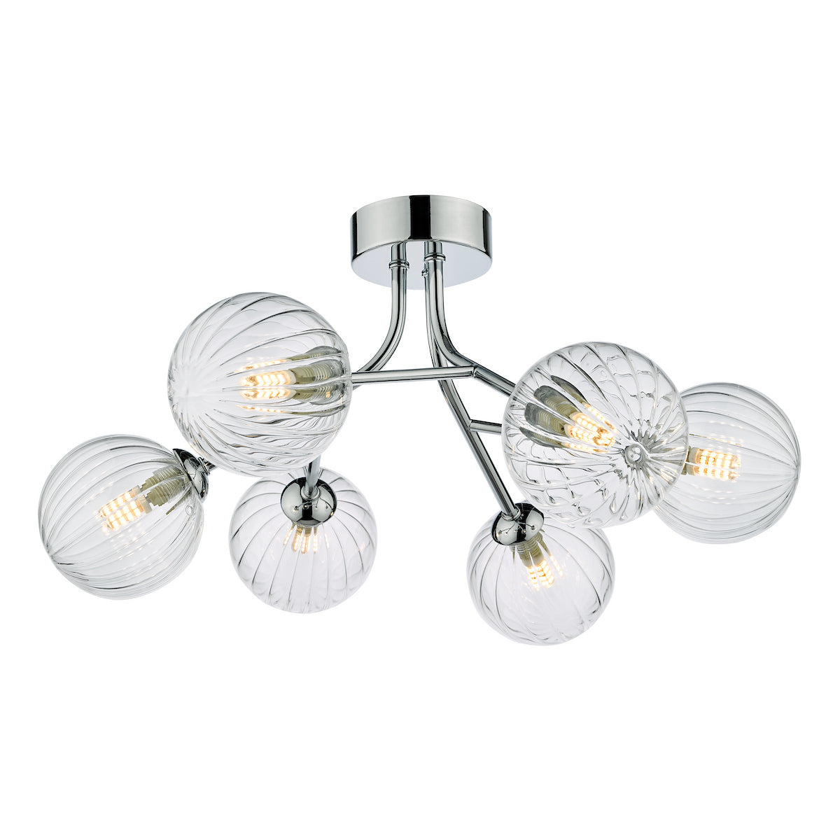 YISKA 6LT SEMI FLUSH POL CHR RIBBED GLASS