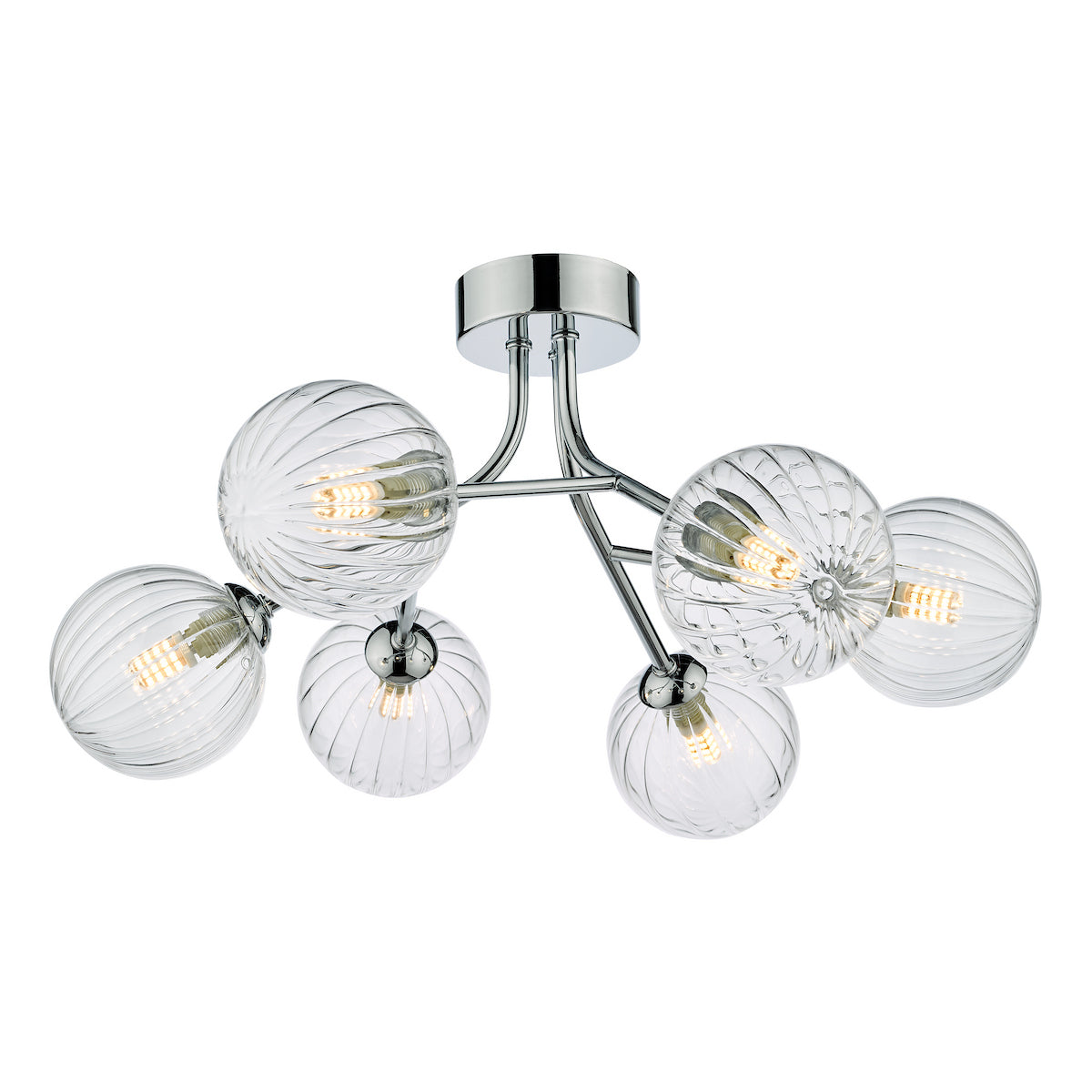 YISKA 6LT SEMI FLUSH POL CHR RIBBED GLASS