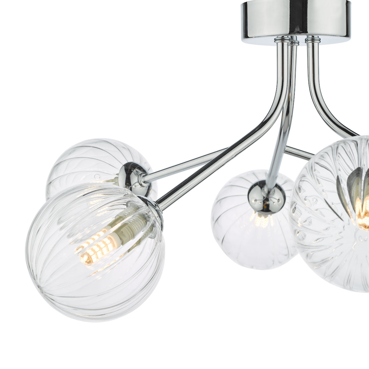 YISKA 6LT SEMI FLUSH POL CHR RIBBED GLASS
