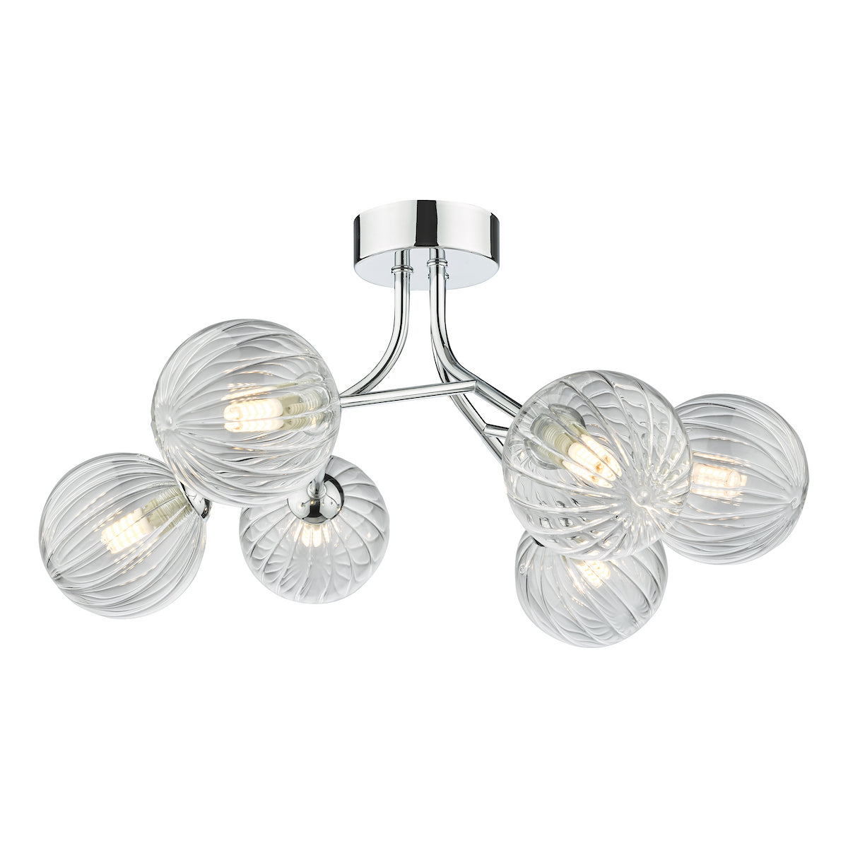 YISKA 6LT SEMI FLUSH POL CHR RIBBED GLASS