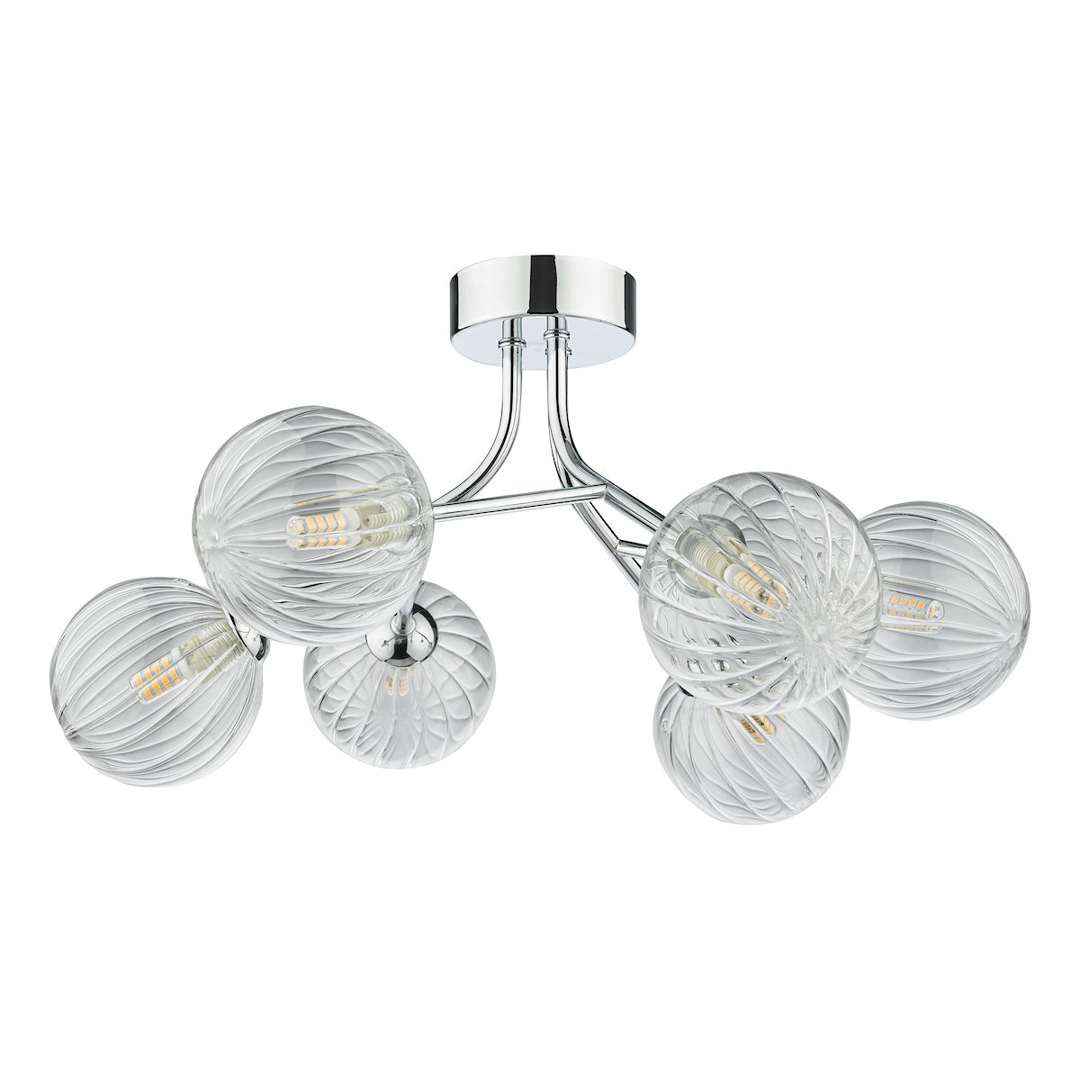 YISKA 6LT SEMI FLUSH POL CHR RIBBED GLASS
