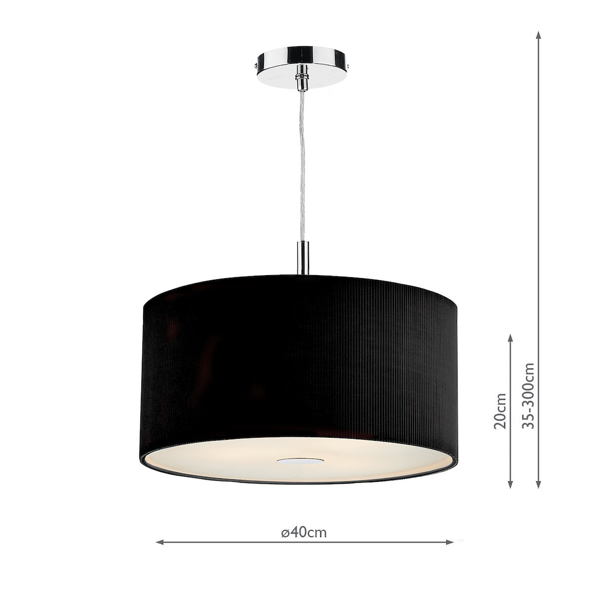 ZARAGOZA 3LT PENDANT - BLACK 40CM