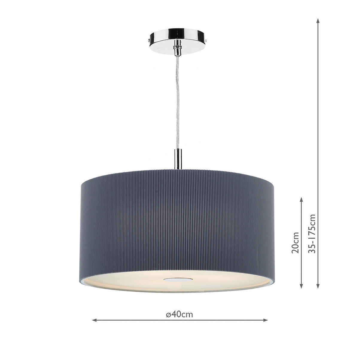 ZARAGOZA 3LT PENDANT - GREY 40CM