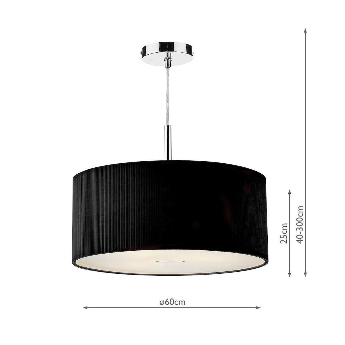 ZARAGOZA 3LT PENDANT - BLACK 60CM