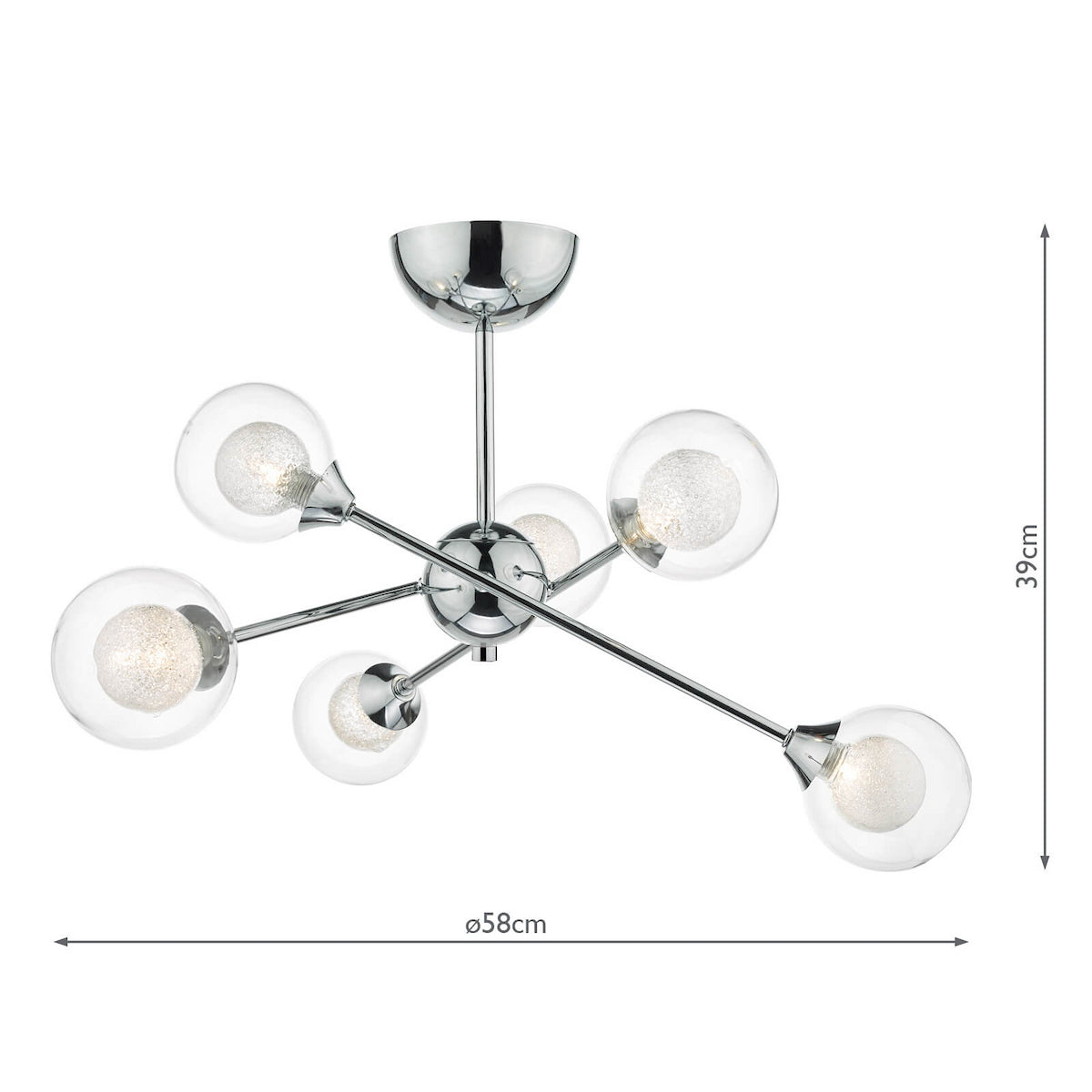 ZEKE 6LT SEMI FLUSH POL CHR