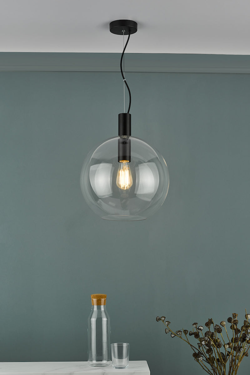 ZULA 1LT PENDANT GLASS/ BLACK
