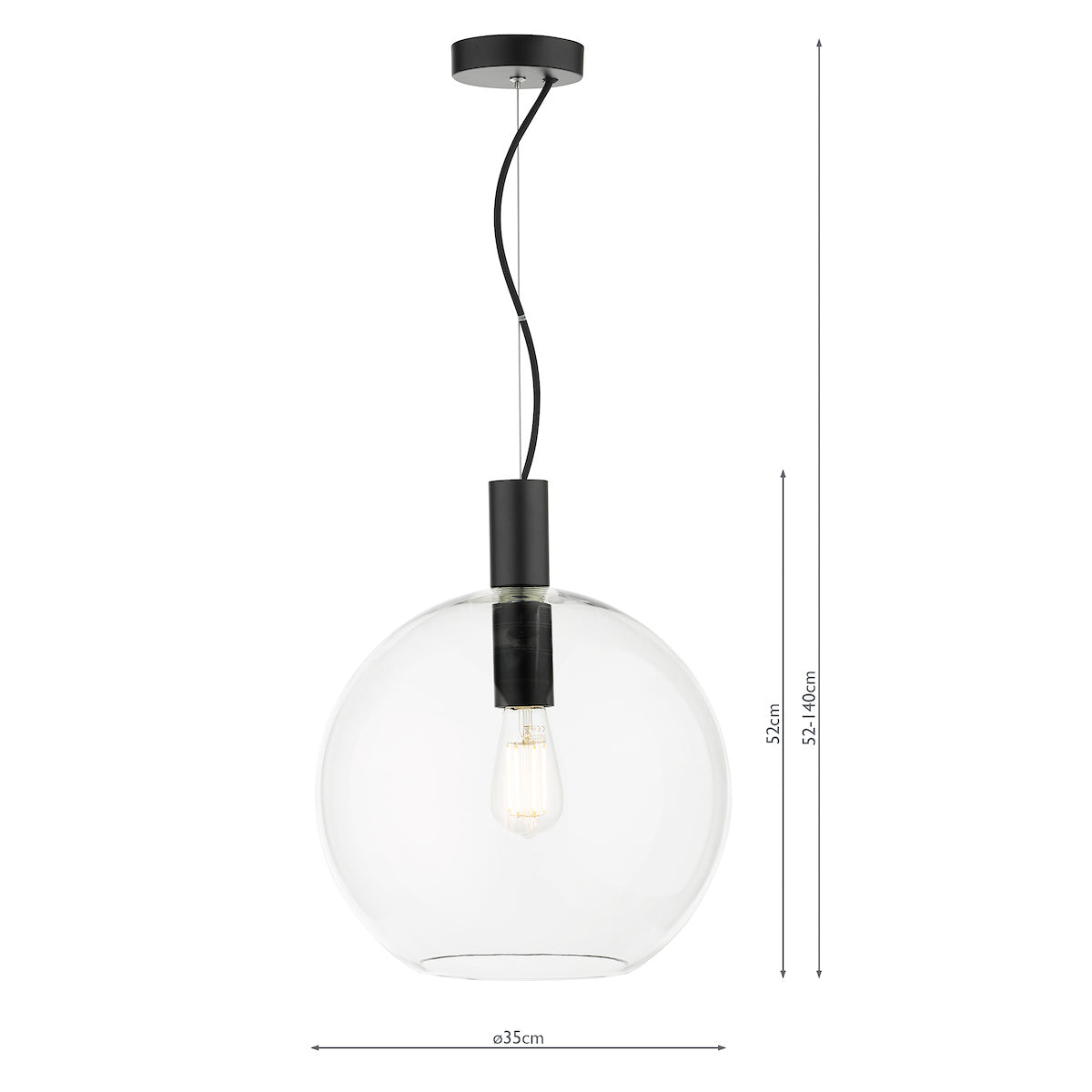 ZULA 1LT PENDANT GLASS/ BLACK