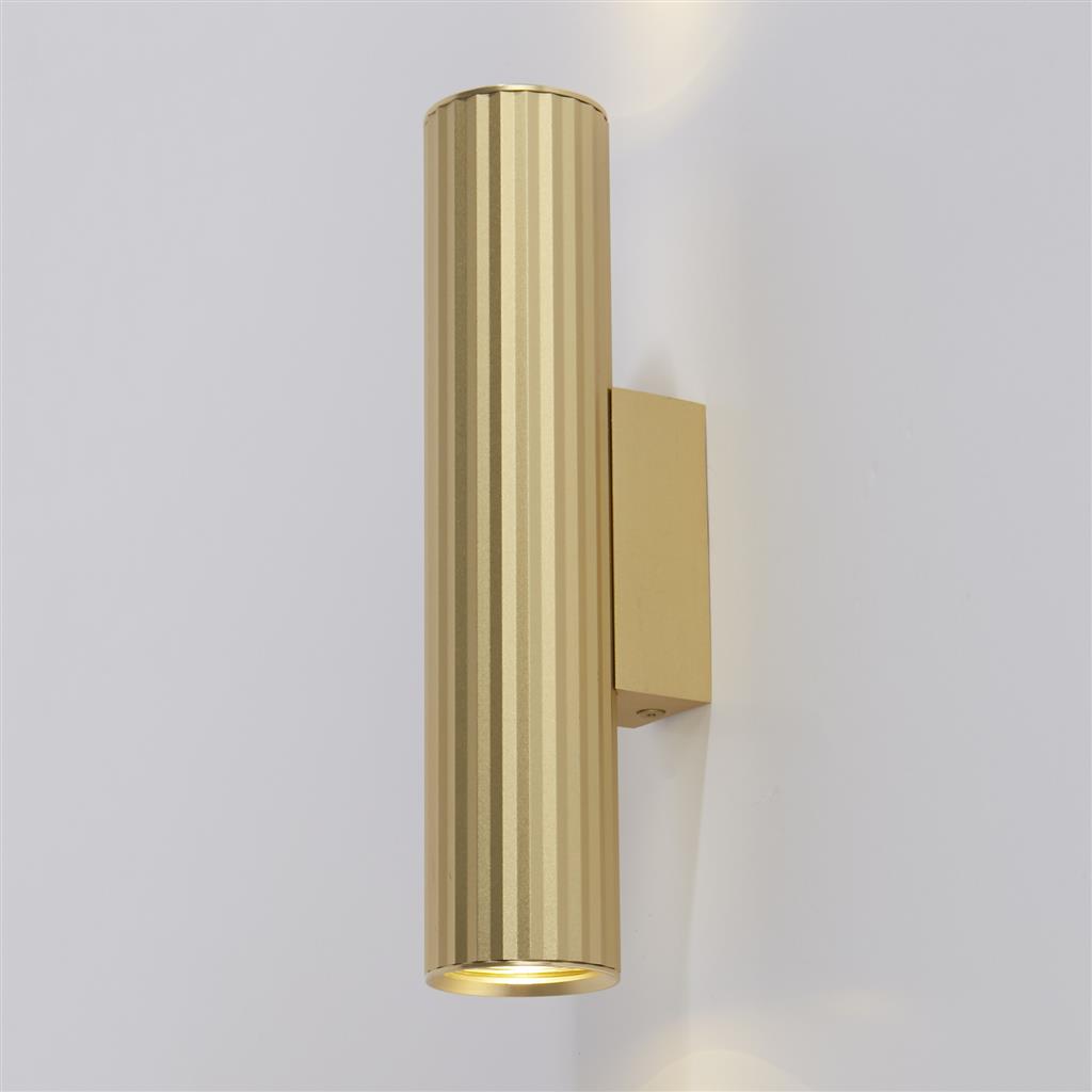 Anna GU10 Fluted Up & Down Wall Light, Anodised Gold