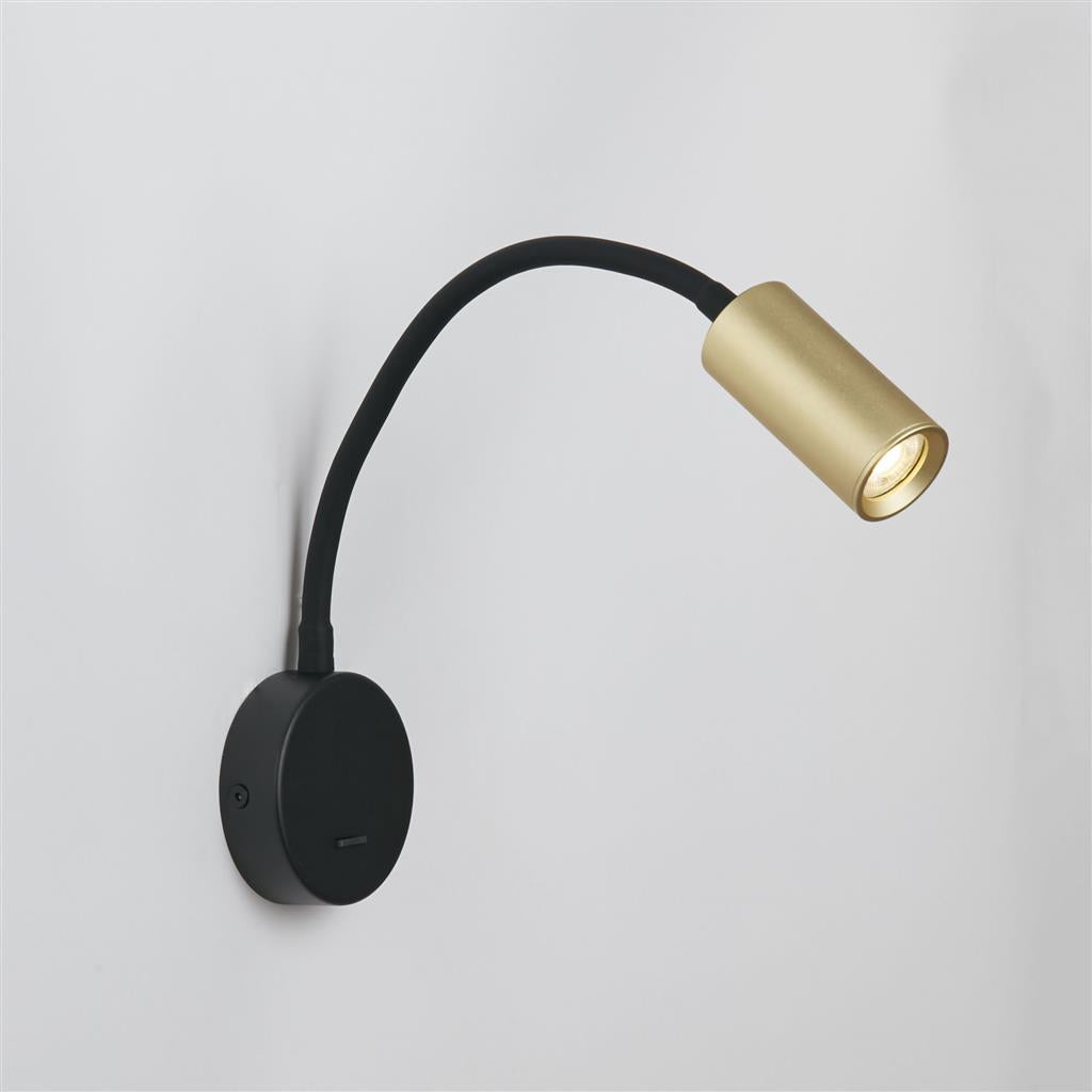 Ciara Mini GU10 Flexi Reader Wall Light , Gold & Black